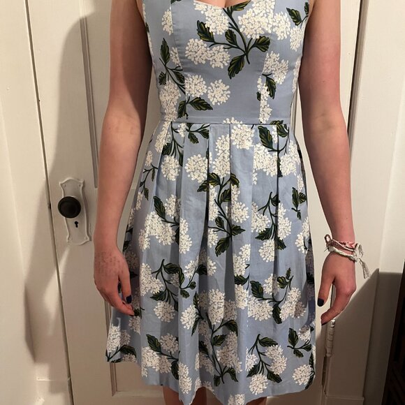 Blue cotton '50s style summer dress with pockets - Picture 1 of 11